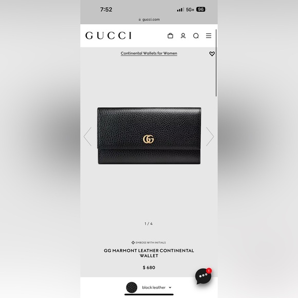 Gucci GG MARMONT LEATHER CONTINENTAL WALLET - Picture 2 of 9